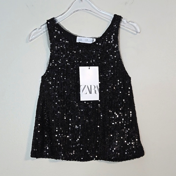 Zara Kids Black Sequin Tank, Size 6 ~ NWT - Picture 3 of 7